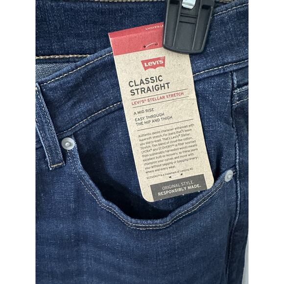 Levi's Women's Classic Straight Stretch Mid Rise Easy Fit 14M Women’s 32x30 Blue - Picture 3 of 8